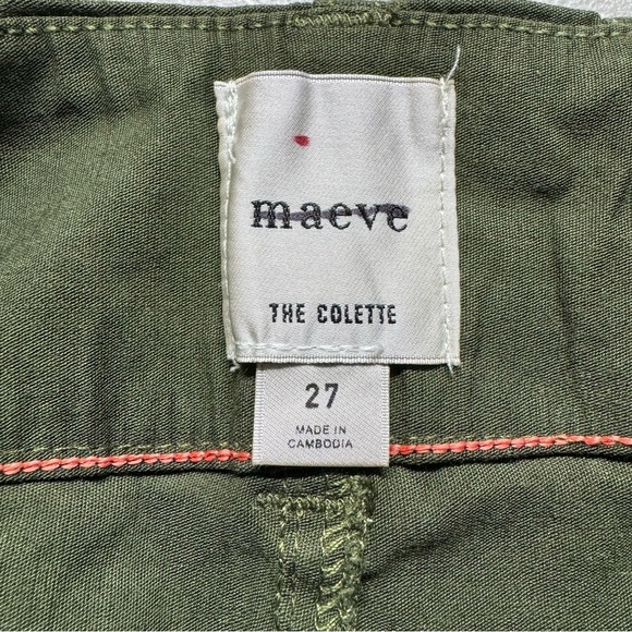 Anthropologie The Colette Linen Cropped Wide Leg Pants Maeve Edition Green 27 - Picture 9 of 9